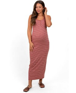 �s���N�u���b�V�� ���f�B�[�X �g�b�v�X �����s�[�X �m�[�X���[�u �}�^�j�e�B �}�L�V Pinkblush Maternity Olive Striped Button Front Sleeveless Maxi Dress Burgundy �o�[�K���f�B
