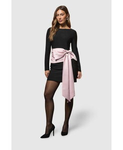 �R�[�X�g ���f�B�[�X �g�b�v�X �����s�[�X �~�j �T�e�� Coast Women'satin Bow Long Sleeve Mini Dress Black �u���b�N