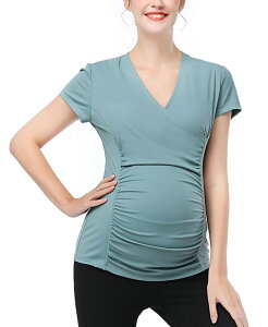 �L�~�A���h�J�C ���f�B�[�X �g�b�v�X �V���c V�l�b�N �}�^�j�e�B kimi + kai Maternity V-Neck Nursing Active Tee Beryl green �O���[��