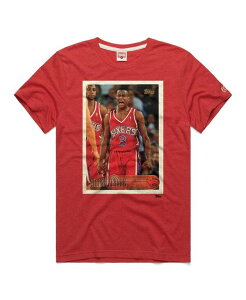 �I�}�[�W�� �����Y �g�b�v�X T�V���c Homage Men's and Women's Allen Iverson Red Philadelphia 76ers Topps Trading Card Player Tri-Blend T-Shirt Red ���b�h