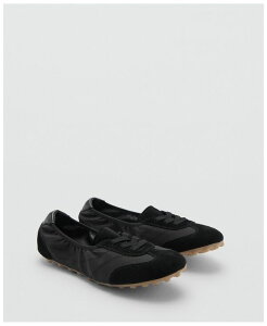 �}���S ���f�B�[�X �V���[�Y �X�j�[�J�[ �X�G�[�h MANGO Women's Mixed Suede Trainers Black �u���b�N