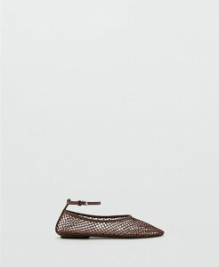 �}���S ���f�B�[�X �V���[�Y �p���v�X ���b�V�� MANGO Women's Mesh Bracelet Ballet Flats Chocolate �`���R���[�g