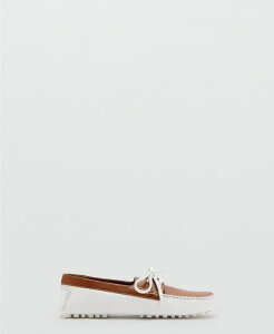 �}���S ���f�B�[�X �V���[�Y �p���v�X ���U�[ MANGO Women's Multicolor Leather Boat Shoes White �z���C�g