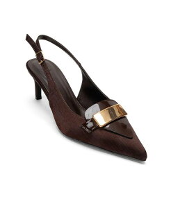�v�����[�O�V���[�Y ���f�B�[�X �p���v�X Prologue Shoes women'sollenne Stiletto Pump Brown satin �u���E��