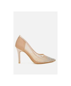 �����h�����O ���f�B�[�X �V���[�Y �p���v�X ���b�V�� London Rag High Ball Mesh Rhinestone Stiletto Pumps Beige �x�[�W��