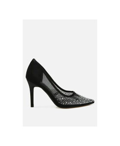�����h�����O ���f�B�[�X �V���[�Y �p���v�X ���b�V�� London Rag High Ball Mesh Rhinestone Stiletto Pumps Black �u���b�N