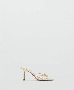 �}���S ���f�B�[�X �V���[�Y �T���_�� �g�[�� �q�[�� MANGO Women's Metallic Strappy Heeled Sandals Gold �S�[���h