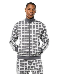 �Z���W�I�^�b�L�[�j �����Y �A�E�^�[ �W���P�b�g�E�u���]�� Sergio Tacchini Men's Damarindo Check Track Jacket Quiet grey �O���[