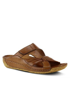 �X�v�����O�X�e�b�v ���f�B�[�X �V���[�Y �T���_�� ���U�[ Spring Step Women'style Gretta Leather Slide Sandal Brown �u���E��