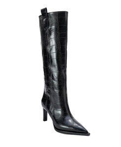 �v�����[�O�V���[�Y ���f�B�[�X �u�[�c�E���C���u�[�c Prologue Shoes Women's Lunelle Stiletto Knee High Boot Black print faux leather �u���b�N