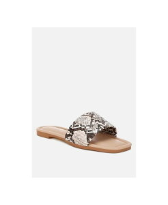 �����h�����O ���f�B�[�X �V���[�Y �p���v�X London Rag Women's Zaltana Open Square Toe Flats Beige snake faux leather �x�[�W��