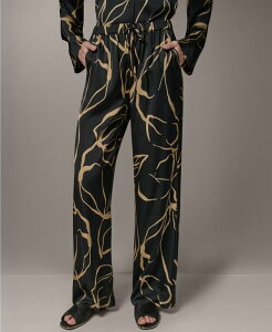 �_�i �L������ �j���[���[�N ���f�B�[�X �{�g���X �J�W���A���p���c �v�����g Donna Karanew York Women's Printed Wide-Leg Pull-On Pants Dk10620 Black/fawn �u���b�N