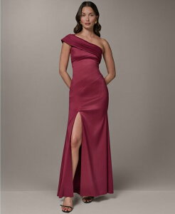 �_�i �L������ �j���[���[�N ���f�B�[�X �g�b�v�X �����s�[�X �����V�����_�[ Donna Karanew York Women's One-Shoulder Long Sheath Dress with Front-Slit Sangria