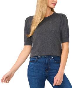 �Z�Z ���f�B�[�X �A�E�^�[ �j�b�g�E�Z�[�^�[ �N���[�l�b�N �R�b�g�� CeCe Women's Crewneck Puff Sleeve Cotton Sweater Medium Heather Grey �O���[