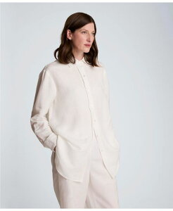 �P�l�X�R�[�� ���f�B�[�X �g�b�v�X �V���c ���l�� ���� Kenneth Cole Women's Long-Sleeve Button-Front Linen Blend Topure White �z���C�g