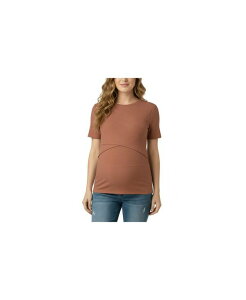 �}�U�[�t�b�h�}�^�j�e�B�[ ���f�B�[�X �g�b�v�X �V���c �N���[�l�b�N Motherhood Maternity Motherhood Crew Neck Cross Over Nursing Short Sleeve Top Mocha mousse ���J