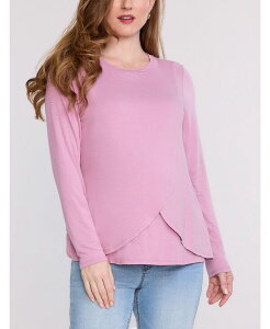 �}�U�[�t�b�h�}�^�j�e�B�[ ���f�B�[�X �g�b�v�X �V���c �N���[�l�b�N �h���[�v Motherhood Maternity Motherhood Crewneck Long Sleeve Draped Nursing Tee Orchid haze