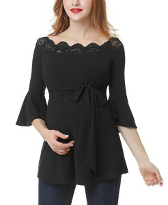 �L�~�A���h�J�C ���f�B�[�X �g�b�v�X �V���c �}�^�j�e�B kimi + kai Maternity Arya Off-the-Shoulder Top Black �u���b�N