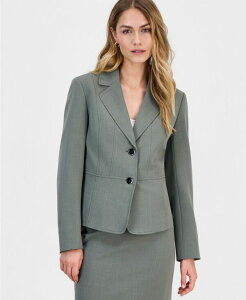 �J�X�p�[�� ���f�B�[�X �A�E�^�[ �W���P�b�g�E�u���]�� �v�` Kasper Women's Notched-Collar Two-Button Jacket Regular & Petite Dark Sea Stone �X�g�[��