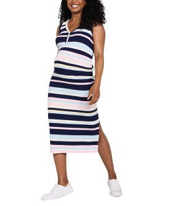�}�U�[�t�b�h�}�^�j�e�B�[ ���f�B�[�X �g�b�v�X �����s�[�X �~�f�B �m�[�X���[�u Motherhood Maternity Women'sleeveless Henley Racerback Maternity Midi Dress Multi peacoat stripe �}���`�J���[