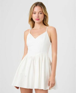 �t�����`�R�l�N�V���� ���f�B�[�X �g�b�v�X �����s�[�X V�l�b�N �~�j �m�[�X���[�u French Connection Women'sleeveless V-Neck Mini Dressummer White �z���C�g