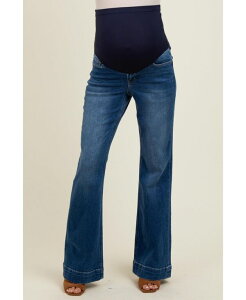 �s���N�u���b�V�� ���f�B�[�X �{�g���X �f�j���p���c �}�^�j�e�B �W�[���Y Pinkblush Maternity Navy Blue Wide Hem Flare Jeans Navy blue �l�C�r�[