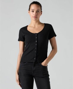 ���[�o�C�X ���f�B�[�X �g�b�v�X �V���c ���� Levi's Women's Austen Button-Up Short-Sleeve Top Anthracite Night