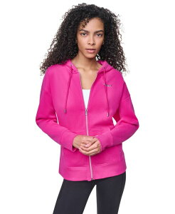 �_�i �L������ �j���[���[�N ���f�B�[�X �A�E�^�[ �p�[�J�[�E�X�E�F�b�g�[�� ���S DKNY Sport Women's Metallic Bubble Logo Full-Zip Hoodie Festive Pink �s���N