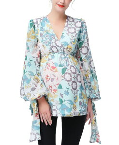 �L�~�A���h�J�C ���f�B�[�X �g�b�v�X �V���c V�l�b�N �u���E�X �}�^�j�e�B kimi + kai Maternity V-Neck Babydoll Nursing Blouse Multicolo red �}���`�J���[