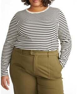 ���j�o�[�T�� �X�^���_�[�h ���f�B�[�X �g�b�v�X �V���c �v���X�T�C�Y Universal Standard Plusize Long Sleeve Women's Tee Rex Ecru/black stripe �G�N����