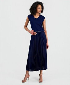 アンクライン レディース ボトムスカート プリーツ ミディ Anne Klein Women's Belted Pull-On Pleated Midi Skirt Distant Mountain