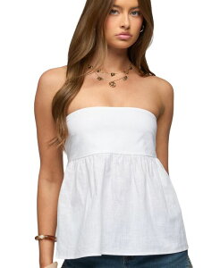 �A�f�B�N�e�b�h ���f�B�[�X �g�b�v�X �V���c �X�g���b�v���X ���l�� Edikted Women's Linen Look Strapless Babydoll Top White �z���C�g