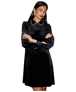 ���~�L�� ���f�B�[�X �g�b�v�X �����s�[�X �x���x�b�g Yumi Women's Long Sleevelvetunic Dress Black �u���b�N
