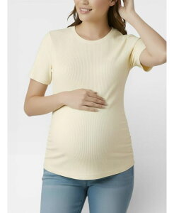 �}�U�[�t�b�h�}�^�j�e�B�[ ���f�B�[�X �g�b�v�X �V���c �N���[�l�b�N �M���U�[ Motherhood Maternity Women's Crew Neck Side-Ruched Maternity Short Sleeve Top Soft yellow �C�G���[