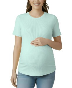 �}�U�[�t�b�h�}�^�j�e�B�[ ���f�B�[�X �g�b�v�X �V���c �N���[�l�b�N �M���U�[ Motherhood Maternity Women's Crew Neck Side-Ruched Maternity Short Sleeve Top Whispering blue �u���[