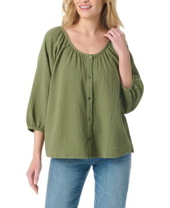 �O�����A�o���f�[�r���g ���f�B�[�X �g�b�v�X �V���c Gloria Vanderbilt Women's Gauze Round Neck Peasantop Rustic Olive �I���[�u