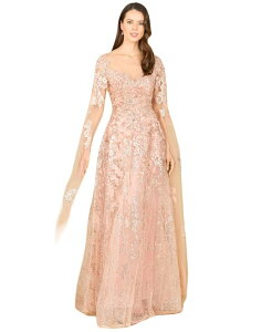 ���� ���f�B�[�X �g�b�v�X �����s�[�X Lara Women's Long Bell Sleeve Boat-Neck Beaded Gown Blush �u���b�V��