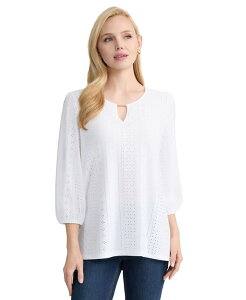 �W���[���Y�j���[���[�N ���f�B�[�X �g�b�v�X �V���c Jones New York Women's 3/4-Length-Sleeve Pull-On Top Natural White �z���C�g