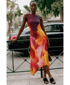 �f�W�O�A�� ���f�B�[�X �g�b�v�X �����s�[�X �A�V�����g���[ �m�[�X���[�u Desigual Women's Asymmetric sleeveless dress Black/ Pink/ Yello �u���b�N