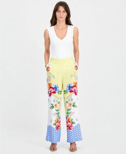 �e�B�[�E�^�n�� ���f�B�[�X �{�g���X �J�W���A���p���c �v�����g Tahari Women's Mixed-Print Wide-Leg Pull-On Pants Porto Garden