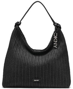 �_�i �L������ �j���[���[�N ���f�B�[�X �o�b�O DKNY Paularge Hobo Handbag Black/Silver �u���b�N
