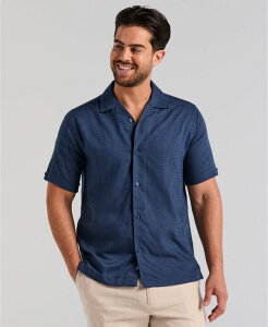 �L���[�o�x�� �����Y �g�b�v�X �V���c Cubavera Men'solid Textu red Camp Collar Shirt Moonlit Ocean