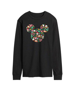 �G�A�E�F�[�u�X �����Y �g�b�v�X T�V���c ���� �O���t�B�b�N AIRWAVES Men's Disney Mickey Silhouette Christmas Long-Sleeve Graphic T-Shirt Black �u���b�N