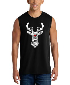 �G���G�[�|�b�v�A�[�g �����Y �g�b�v�X �^���N�g�b�v �O���t�B�b�N LA Pop Art Men's Reindeer Christmas Word Art Graphic Tank Top Black �u���b�N