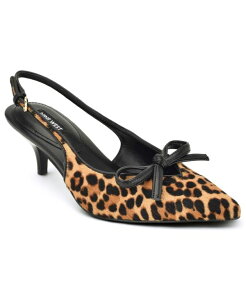 �i�C���E�F�X�g ���f�B�[�X �V���[�Y �p���v�X �q�[�� Nine West Women's Lyrical Bow Kitten Heel Pumps Leopard Calf Hair �A�j�}��