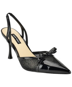 �i�C���E�F�X�g ���f�B�[�X �V���[�Y �p���v�X Nine West Women's Padell Embellished Slingback Stiletto Pumps Black Rhinestone Patent �u���b�N