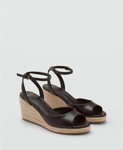 �}���S ���f�B�[�X �V���[�Y �T���_�� MANGO Women's Espadrille Wedge Sandals Chocolate �`���R���[�g