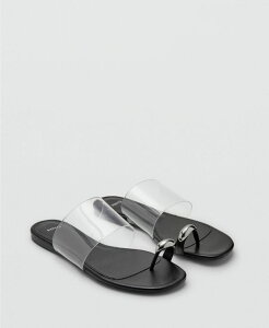 �}���S ���f�B�[�X �V���[�Y �T���_�� MANGO Women's Vinyl Strap Sandals Black �u���b�N