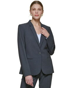 �J���o���N���C�� ���f�B�[�X �A�E�^�[ �W���P�b�g�E�u���]�� �v�` �u���U�[ Calvin Klein One-Button Blazeregular and Petite Sizes Charcoal �`���R�[��