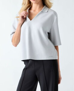 �Q�X ���f�B�[�X �g�b�v�X �V���c ���� GUESS Women's Lyra Short-Sleeve Polo Top Cloudy Storm